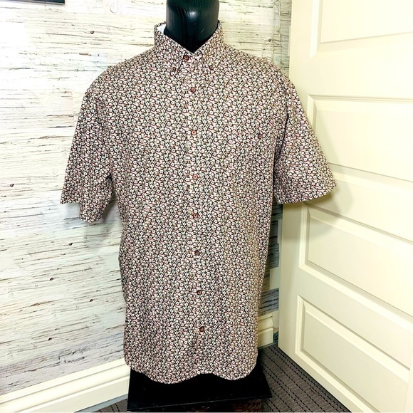 MARCO Floral Casual Button Down Shirt Cotton Relax Fit Short Sleeves Top Sz 1X B - Picture 11 of 11
